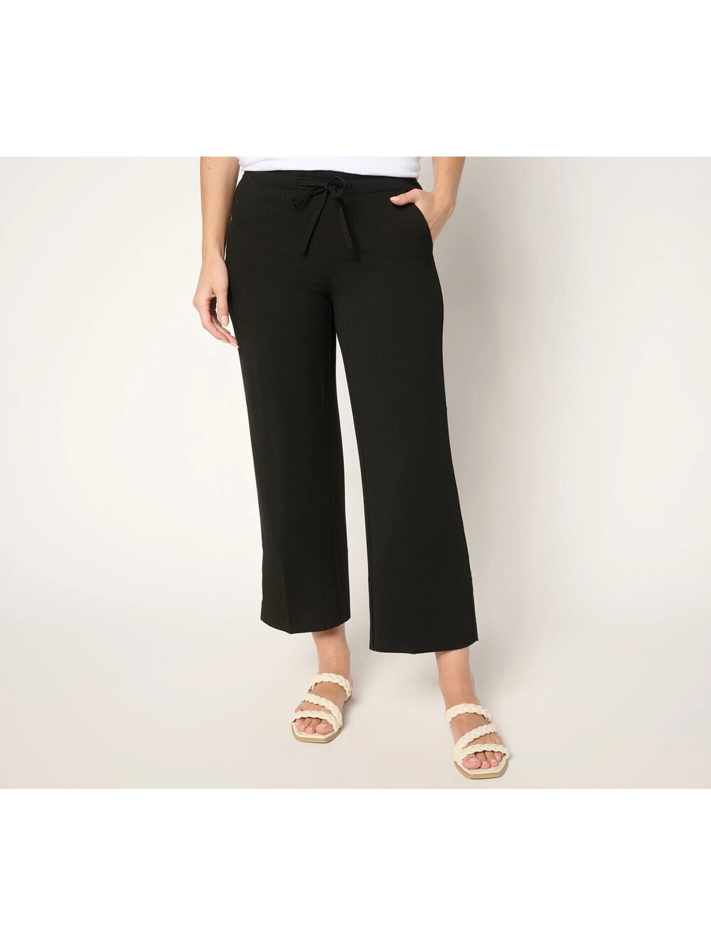 Liverpool Los Angeles Women's Plus Sz Pants 2X Pull-On Tie Waist Black #42'